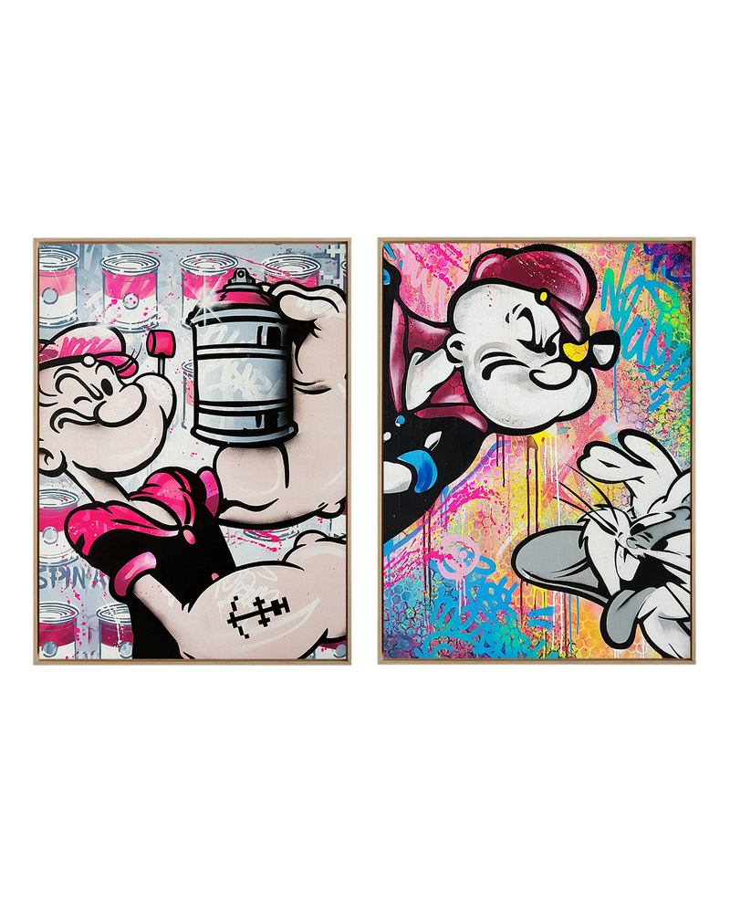 Mr. Oizif Gallery Set Natural Wood / 18" x 24" Popeye un Lapin