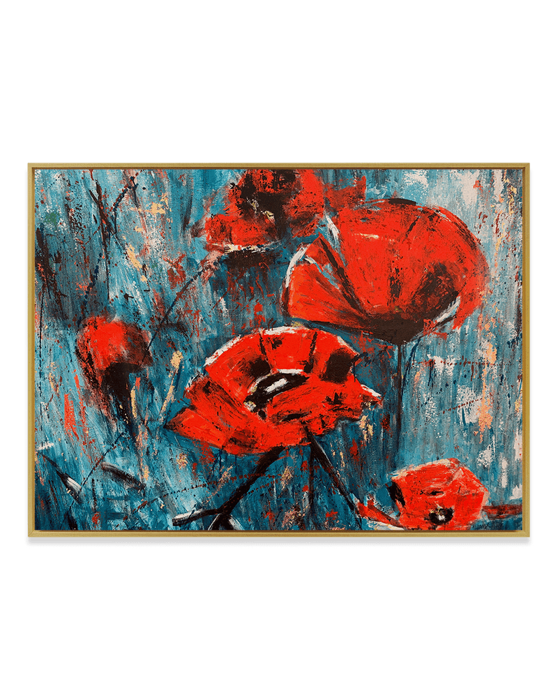 Yasemen Asad Wall Art Brass / 18" x 24" Red Flowers