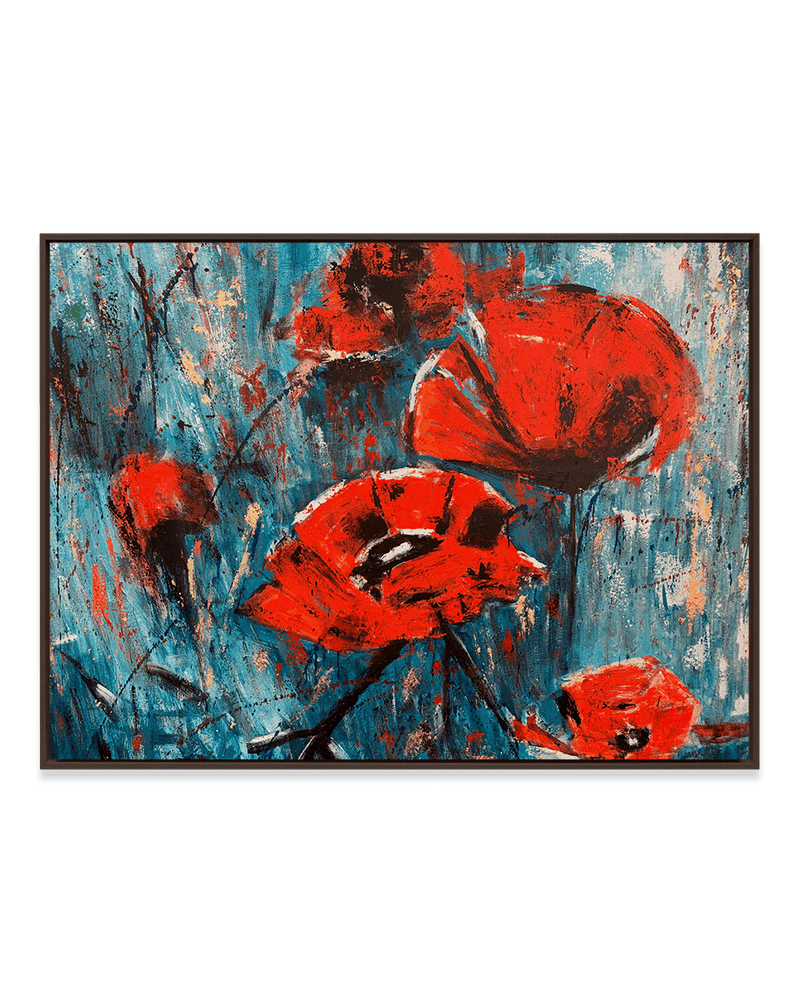 Yasemen Asad Wall Art Dark Wood / 18" x 24" Red Flowers